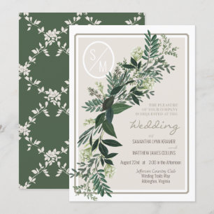 Elegant Greenery Garland Ferns and Berries Invitation