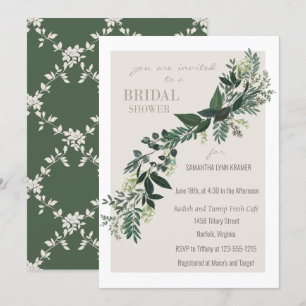 Elegant Greenery Garland Ferns Bridal Shower Invitation