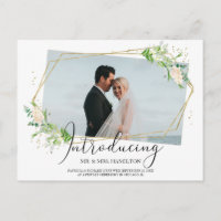 Elegant Greenery Geometric Eloped Announcement