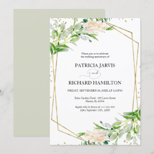 Elegant Greenery Geometric Wedding Anniversary Invitation