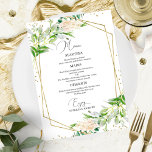 Elegant Greenery Geometric Wedding Menu Card<br><div class="desc">A simple chic calligraphy wedding menu card. I do offer a free customisation service,  if you have any questions or special requests,  please feel free to contact me.</div>