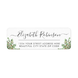 Elegant Greenery Girly Script Address Label