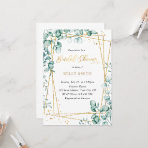 Elegant Greenery Gold Bridal Shower Invitation