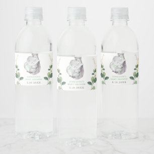 Elegant Greenery Gold Elephant Baby Shower Favors Water Bottle Label