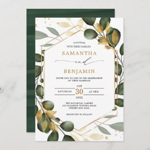 Elegant Greenery Gold Eucalyptus Wedding Party Invitation