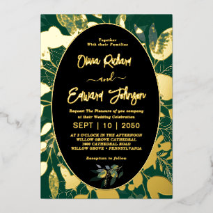 Elegant Greenery Gold Geometric Frame leaves