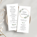 Elegant Greenery Gold Geometric Frame Wedding Programme<br><div class="desc">Our elegant wedding program with a faux gold coloured geometric frame with greenery and cotton flowers wrapped around, is perfect for your rustic-chic wedding celebration. With beautiful watercolour foliage illustrations and classic text styles, this botanically-inspired design makes for a simple yet sophisticated keepsake of your special day. To the front...</div>