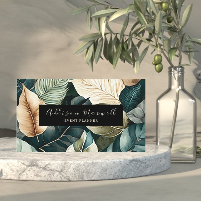 Elegant Greenery Gold Leaf Business Card (Creator Uploaded)