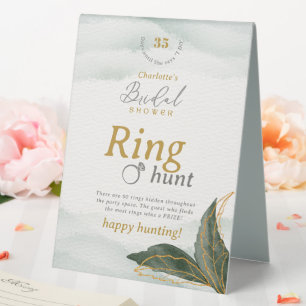 Elegant Greenery Gold Ring Hunt Bridal Shower Game