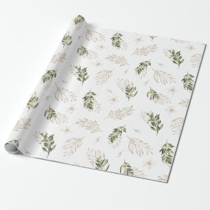 Elegant Greenery & Gold Wedding Wrapping Paper