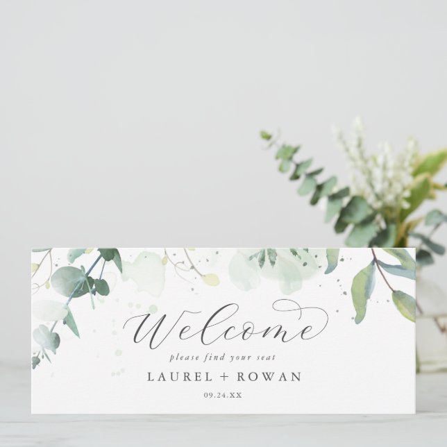 Elegant Greenery Hanging Seating Chart Header (Standing Front)