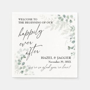 Elegant Greenery Happily Ever After Napkin
