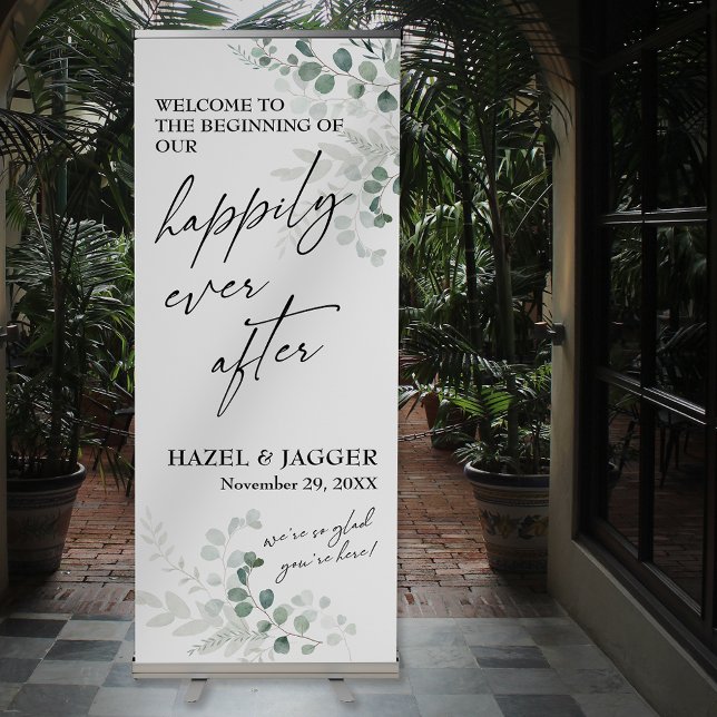 Elegant Greenery Happily Ever After Retractable Banner (Creator Uploaded)