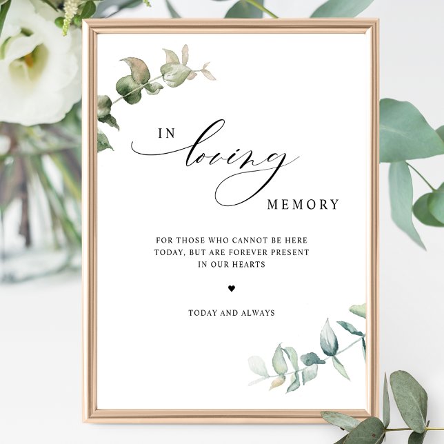 Elegant Greenery In Loving Memory Wedding Sign (Creator Uploaded)
