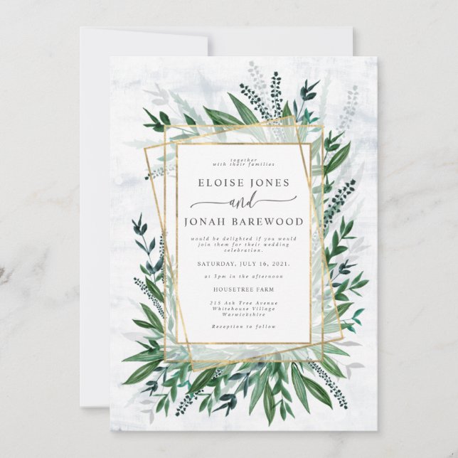 Elegant Greenery Invitation (Front)