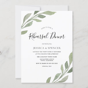 Elegant Greenery Leaf Rehearsal Dinner Invite