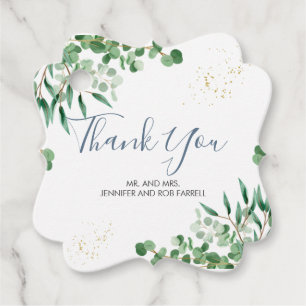 Elegant Greenery Leaves Floral Thank You Favour Ta Tags