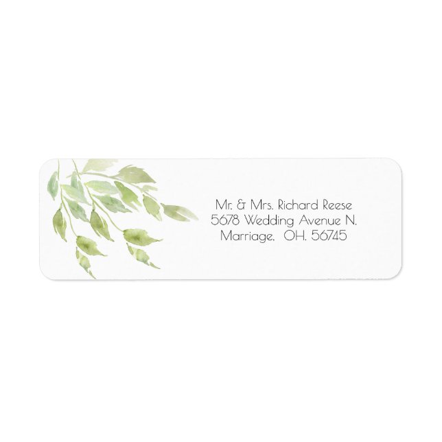 Elegant Greenery Leaves Watercolor Wedding (Front)