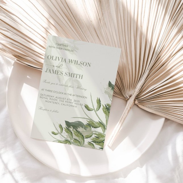 Elegant Greenery Leaves Wedding Party Invitation (Creator Uploaded)