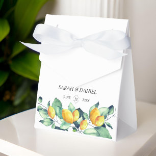 Elegant, greenery, lemon, wedding favour box
