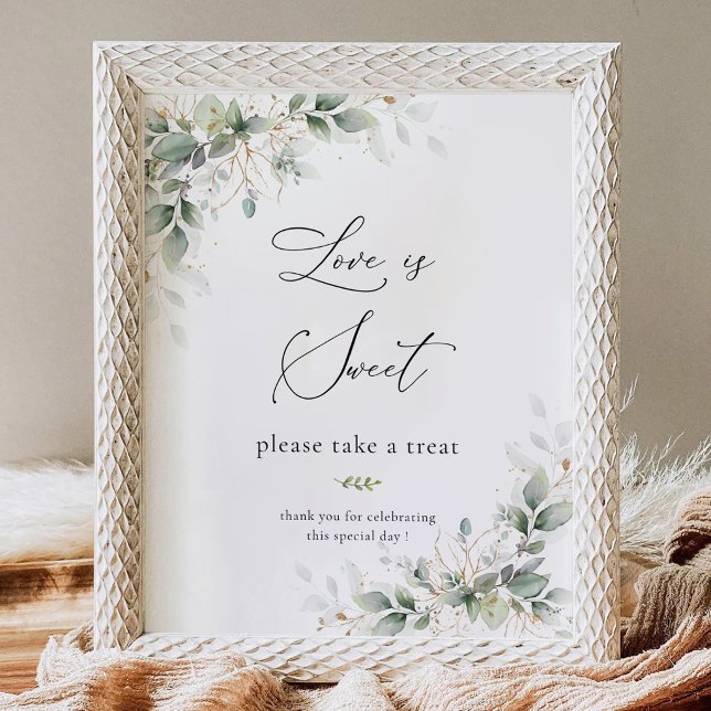 Elegant Greenery Love Is Sweet Sign (Creator Uploaded)