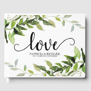 Elegant Greenery Love Wedding Guest Book