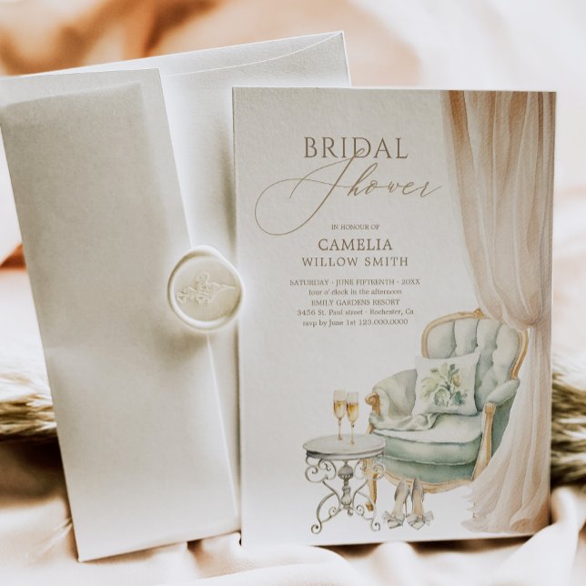 Elegant Greenery Mediterranean Bridal Shower  Invitation (Creator Uploaded)