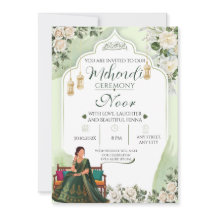 Elegant Greenery Mehendi Invitation