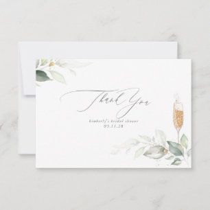 Elegant Greenery Minimal Bridal Shower Thank You Card