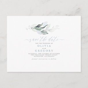 Elegant Greenery Minimal Save the Date Announcement Postcard