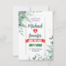 Elegant Greenery Minimalist Custom Photo Wedding