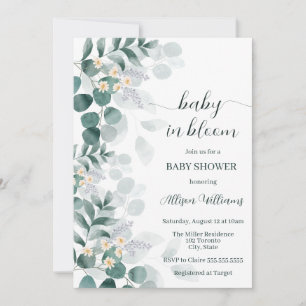 Elegant greenery modern eucalyptus baby shower invitation