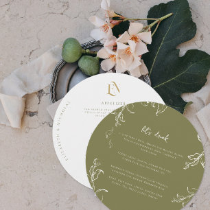 Elegant Greenery   Modern Round Wedding Menu