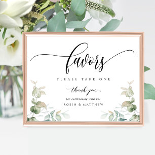 Elegant Greenery Modern Script Wedding Favour Sign