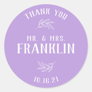 Elegant Greenery Mr and Mrs Wedding Favour Classic Classic Round Sticker