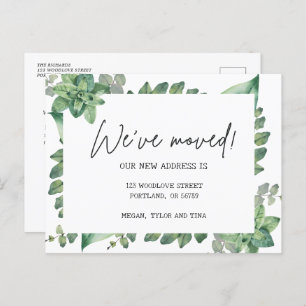 Elegant Greenery New Address Moving Announcement Postcard