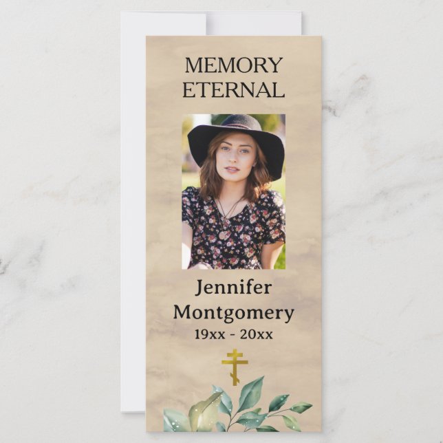 Elegant Greenery Orthodox Christian Funeral Prayer (Front)