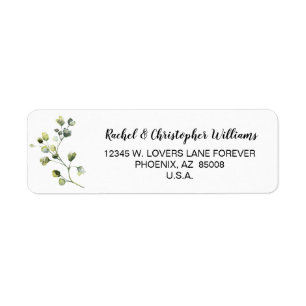 Elegant Greenery Personalised Address Label