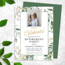 Elegant Greenery Photo Retirement Party