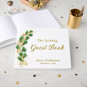 Elegant Greenery Photo Wedding Guest Book