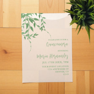 Elegant Greenery Quinceañera Vellum Invitations