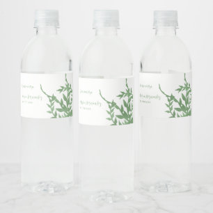 Elegant Greenery Quinceañera Water Bottle Label