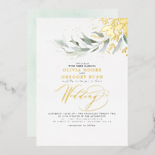 Elegant Greenery Real Gold Foil Boho Wedding