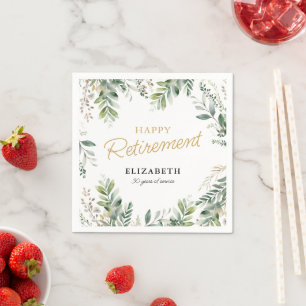 Elegant Greenery Retirement Party Celebration Napkin