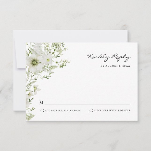 Elegant Greenery RSVP Card (Front)