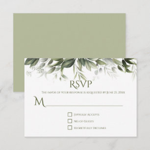 Elegant Greenery RSVP - Light Olive Green