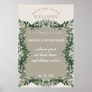 Elegant Greenery Rustic Wedding Reception Sign