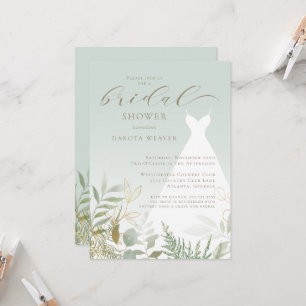 Elegant Greenery Sage Green Bridal Shower Invitation