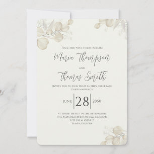 Elegant Greenery Sage Green Floral Foliage Simple Invitation