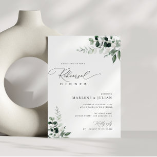 elegant greenery sage green rehearsal dinner invitation